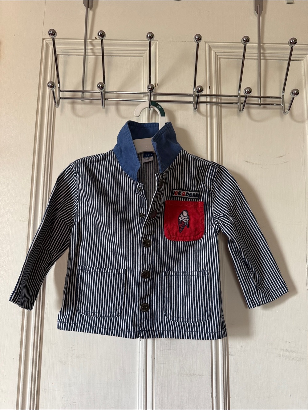 Old Navy Navy & White Striped Kids Blazer with Red Pocket